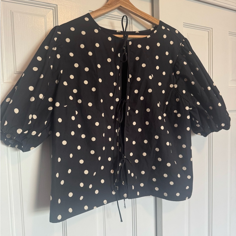Abercrombie & Fitch Black Polka Dot Blouse